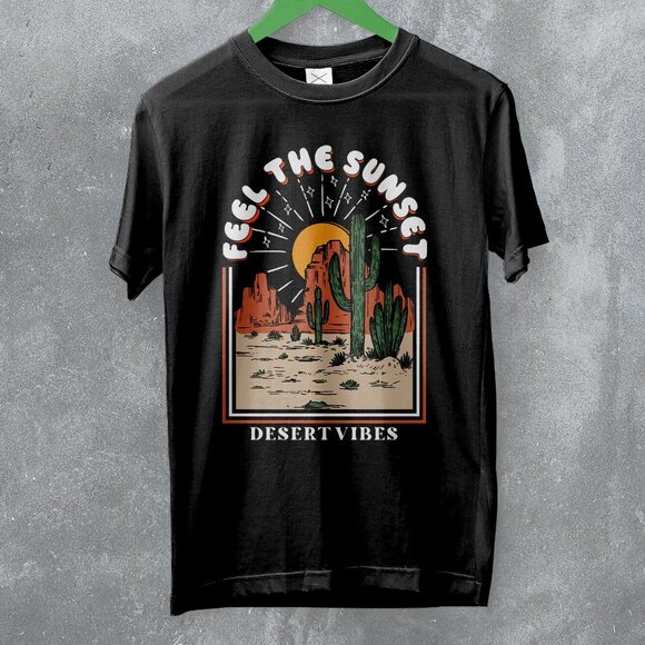 Nature Desert Vibes Sunset Scenic Outdoor Adventure Wildlife Lover T-Shirt 159 - Picture 1 of 5